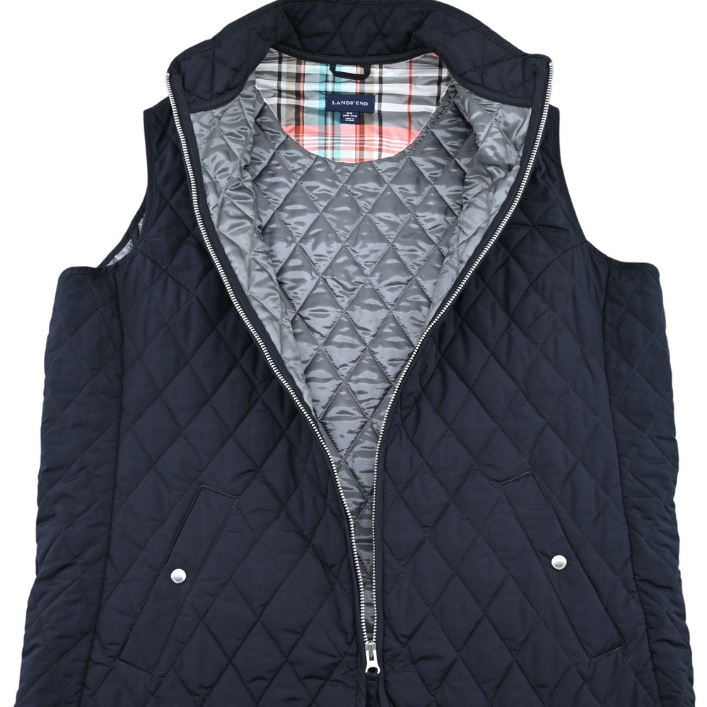 Lands End Navy Blue Quilted Vest 3X Preppy Barn Jacket Style Gorpcore Equestrian